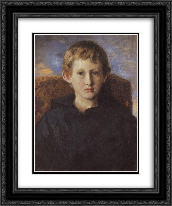 Portrait of Boris Vasnetsov, son of the artist 20x24 Black Ornate Wood Framed Art Print Poster with Double Matting by Vasnetsov, Viktor