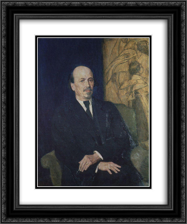 Portrait of Mikhail Nesterov 20x24 Black Ornate Wood Framed Art Print Poster with Double Matting by Vasnetsov, Viktor