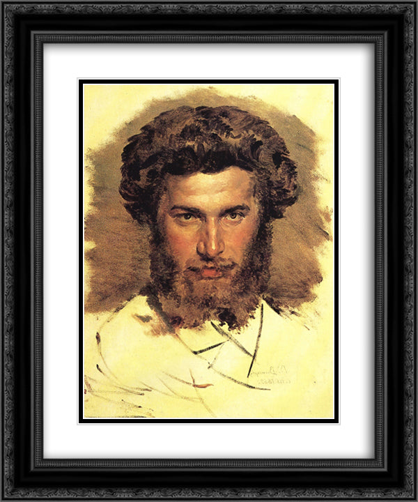 Portrait of the Artist Arkhip Kuinji 20x24 Black Ornate Wood Framed Art Print Poster with Double Matting by Vasnetsov, Viktor