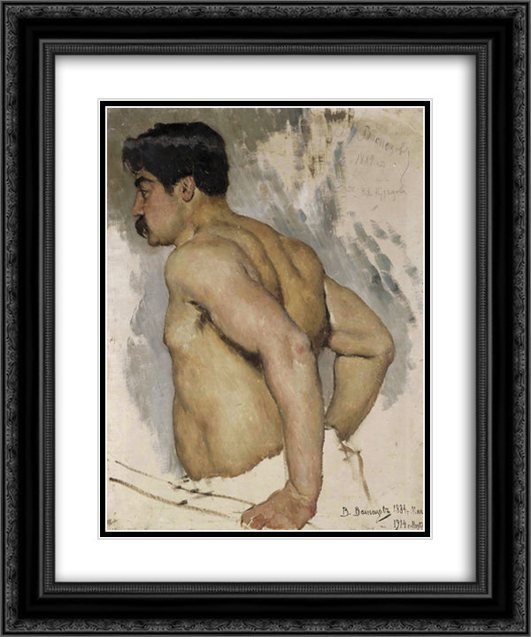 Portrait of the artist Nikolai Kuznetsov 20x24 Black Ornate Wood Framed Art Print Poster with Double Matting by Vasnetsov, Viktor