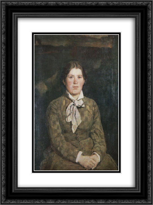 Portrait of V. Vasnetsov the Artist's Wife 18x24 Black Ornate Wood Framed Art Print Poster with Double Matting by Vasnetsov, Viktor