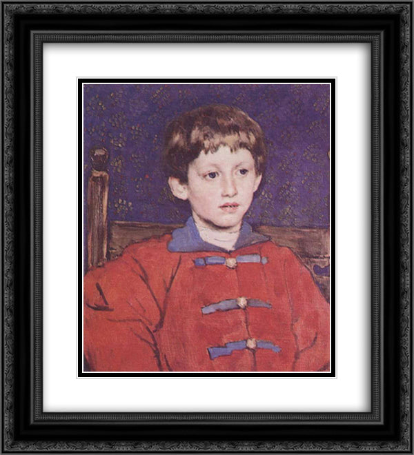 Portrait of Vladimir Vasnetsov, the Artist`s Son 20x22 Black Ornate Wood Framed Art Print Poster with Double Matting by Vasnetsov, Viktor