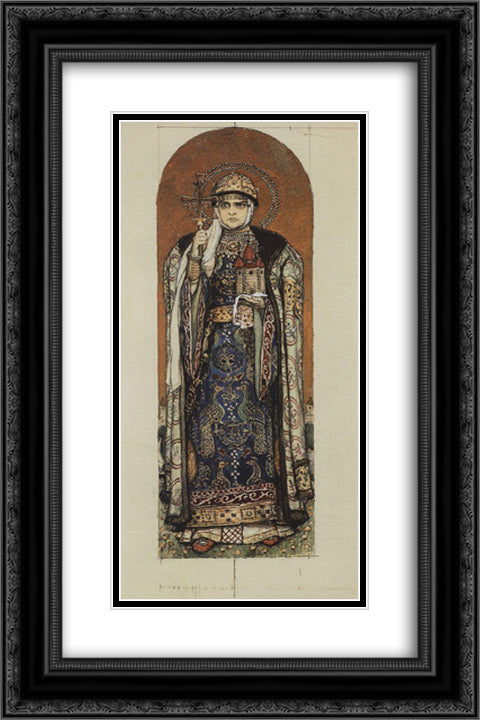 Princess Olga 16x24 Black Ornate Wood Framed Art Print Poster with Double Matting by Vasnetsov, Viktor