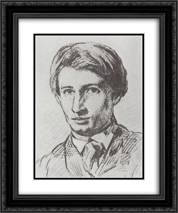 Self portrait 20x24 Black Ornate Wood Framed Art Print Poster with Double Matting by Vasnetsov, Viktor