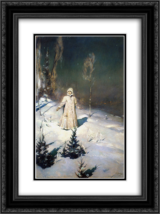 Snow Maiden 18x24 Black Ornate Wood Framed Art Print Poster with Double Matting by Vasnetsov, Viktor