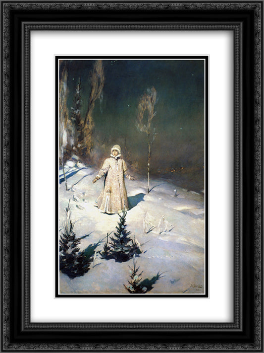 Snow Maiden 18x24 Black Ornate Wood Framed Art Print Poster with Double Matting by Vasnetsov, Viktor