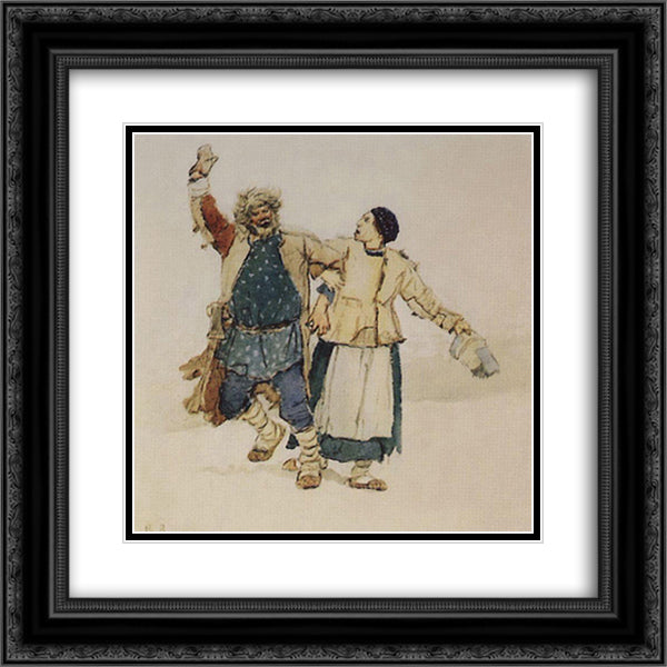 Solitary and Bobylikha 20x20 Black Ornate Wood Framed Art Print Poster with Double Matting by Vasnetsov, Viktor