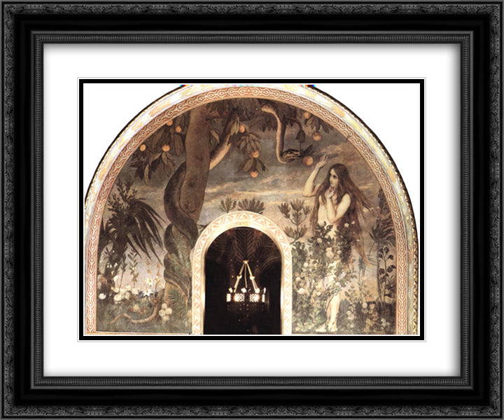 Temptation 24x20 Black Ornate Wood Framed Art Print Poster with Double Matting by Vasnetsov, Viktor
