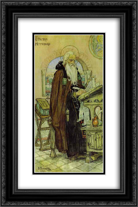 The Chronicler Nestor 16x24 Black Ornate Wood Framed Art Print Poster with Double Matting by Vasnetsov, Viktor