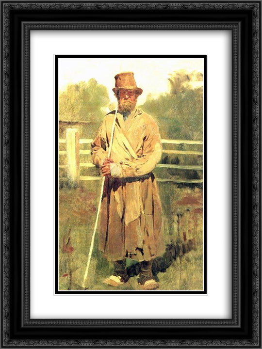 The farmer with a sixth (study) 18x24 Black Ornate Wood Framed Art Print Poster with Double Matting by Vasnetsov, Viktor