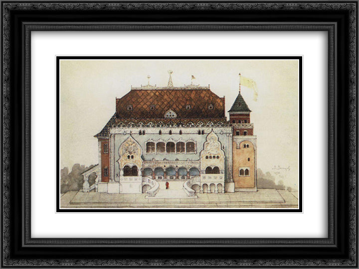 The project of the Russian pavilion at the Paris Exhibition 24x18 Black Ornate Wood Framed Art Print Poster with Double Matting by Vasnetsov, Viktor