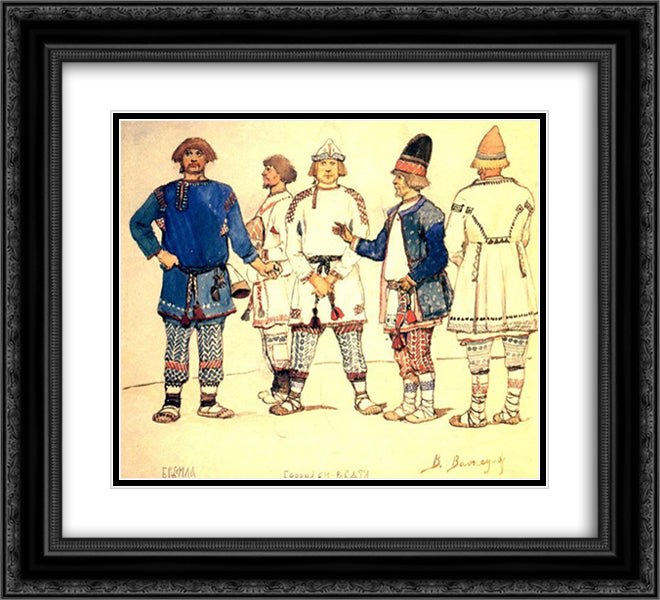 Timber and Berendeys guys 22x20 Black Ornate Wood Framed Art Print Poster with Double Matting by Vasnetsov, Viktor