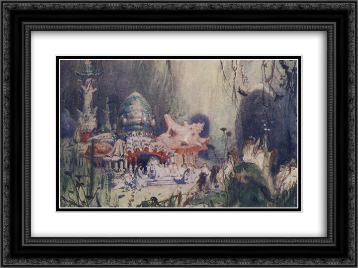Underwater tower 24x18 Black Ornate Wood Framed Art Print Poster with Double Matting by Vasnetsov, Viktor