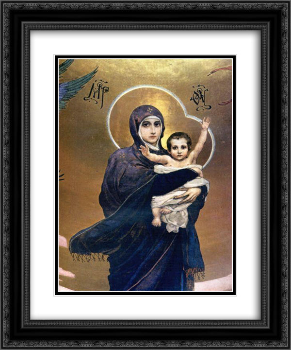 Virgin and Child 20x24 Black Ornate Wood Framed Art Print Poster with Double Matting by Vasnetsov, Viktor