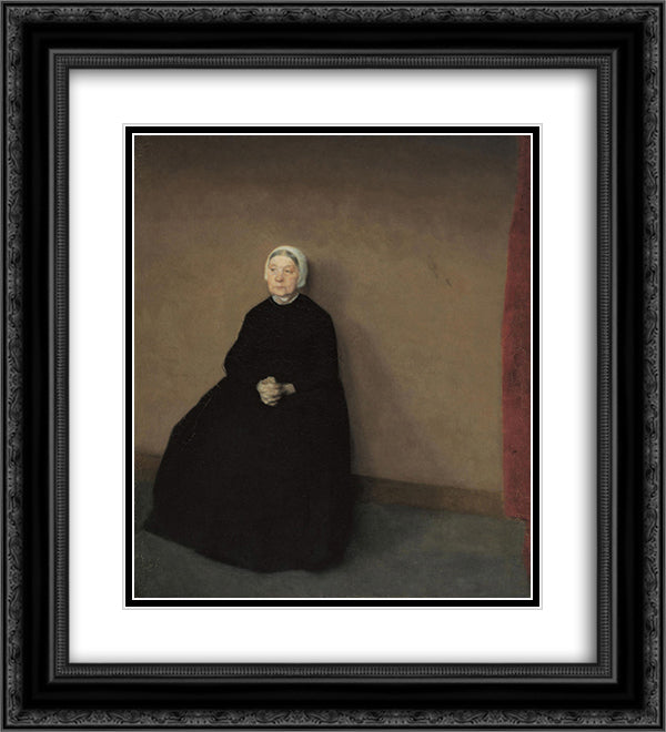 An old woman 20x22 Black Ornate Wood Framed Art Print Poster with Double Matting by Hammershoi, Vilhelm