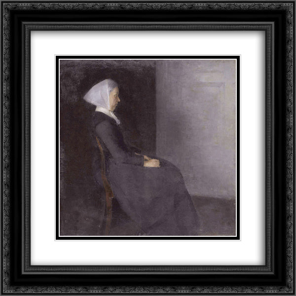 Frederikke Hammershoi, the artist's mother 20x20 Black Ornate Wood Framed Art Print Poster with Double Matting by Hammershoi, Vilhelm