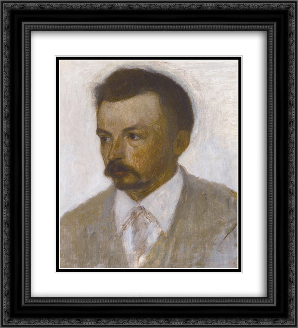 Self-portrait 20x22 Black Ornate Wood Framed Art Print Poster with Double Matting by Hammershoi, Vilhelm
