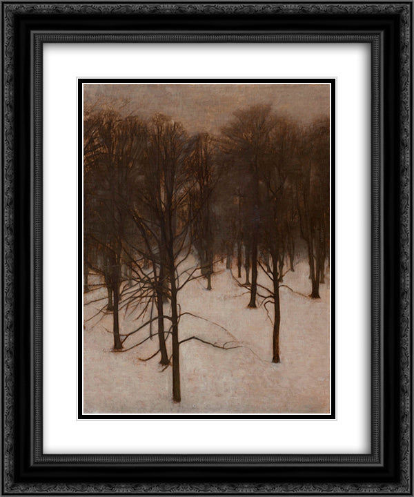 Sondermarken Park in winter 20x24 Black Ornate Wood Framed Art Print Poster with Double Matting by Hammershoi, Vilhelm