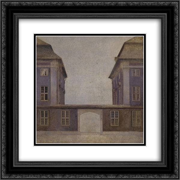 The Buildings of the Asiatic Company, seen from St. AnnÆ’ Street 20x20 Black Ornate Wood Framed Art Print Poster with Double Matting by Hammershoi, Vilhelm