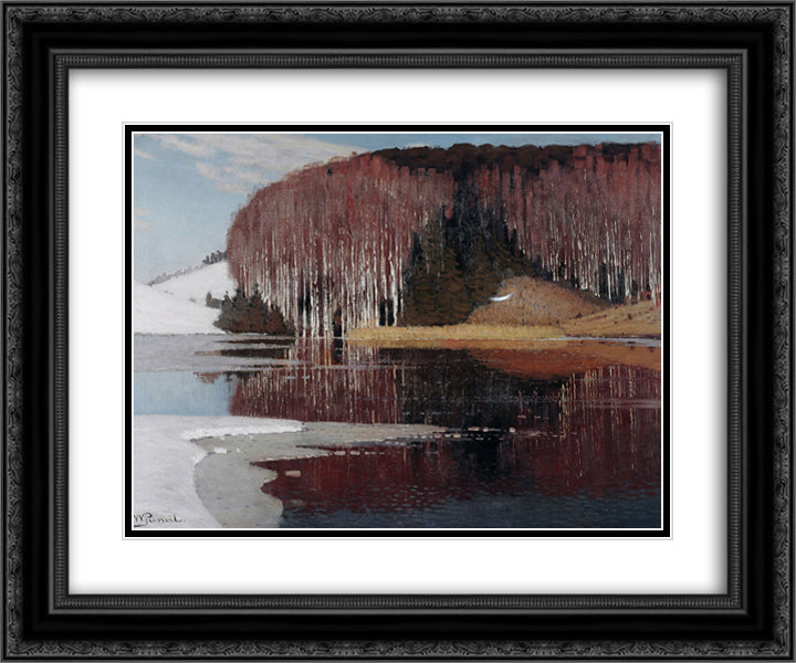 Spring Waters 24x20 Black Ornate Wood Framed Art Print Poster with Double Matting by Purvitis, Vilhelms