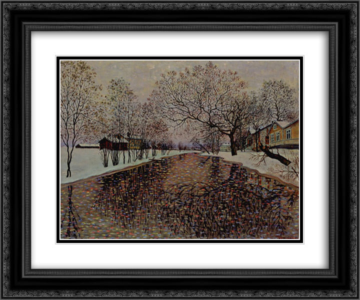 Limingan joki [View of Liminka] 24x20 Black Ornate Wood Framed Art Print Poster with Double Matting by Lampi, Vilho