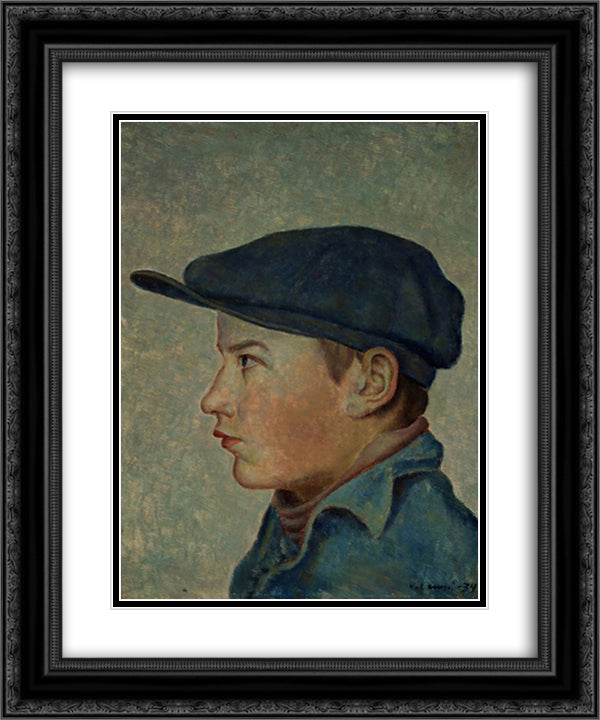 Pojan kuva (Eeli Kaitera) 20x24 Black Ornate Wood Framed Art Print Poster with Double Matting by Lampi, Vilho