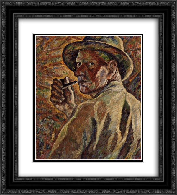 Self-portrait 20x22 Black Ornate Wood Framed Art Print Poster with Double Matting by Lampi, Vilho
