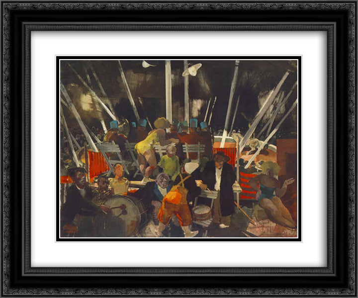 Circus 24x20 Black Ornate Wood Framed Art Print Poster with Double Matting by Aba Novak, Vilmos