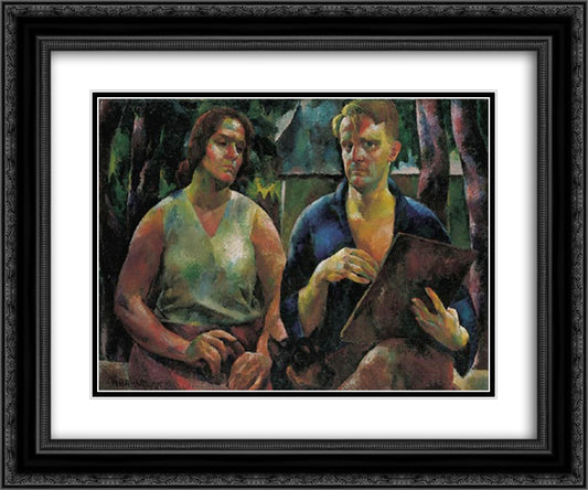 Double Portrait (The Artist and His Wife) 24x20 Black Ornate Wood Framed Art Print Poster with Double Matting by Aba Novak, Vilmos