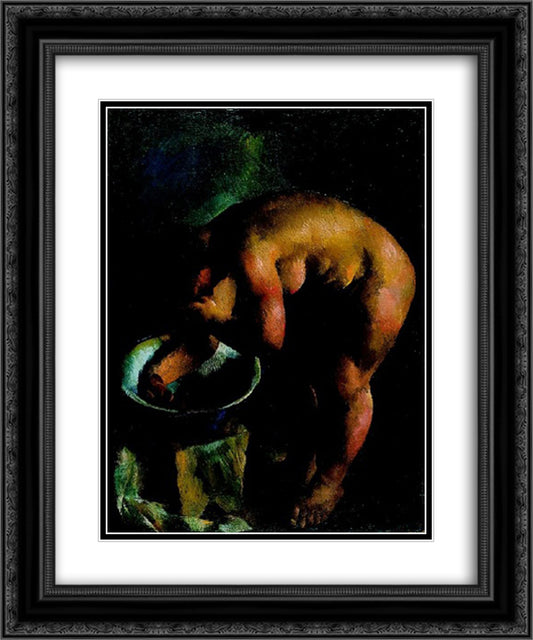 Eta is Bathing 20x24 Black Ornate Wood Framed Art Print Poster with Double Matting by Aba Novak, Vilmos