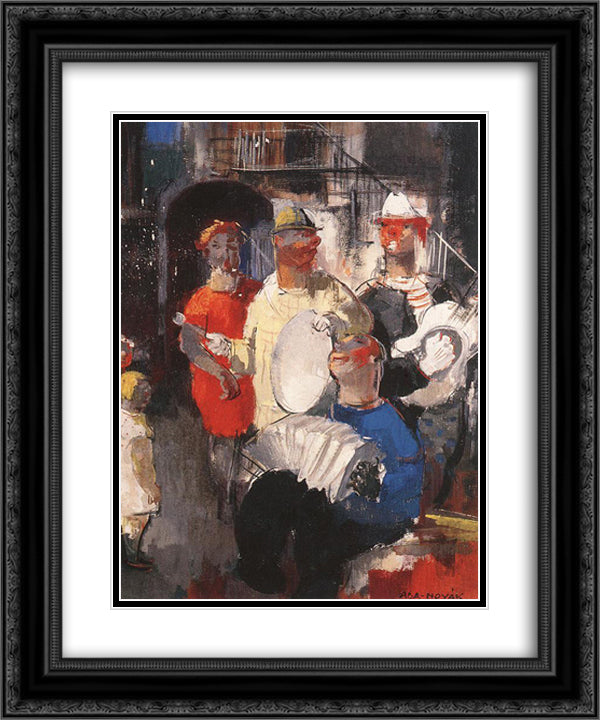 Musicians 20x24 Black Ornate Wood Framed Art Print Poster with Double Matting by Aba Novak, Vilmos