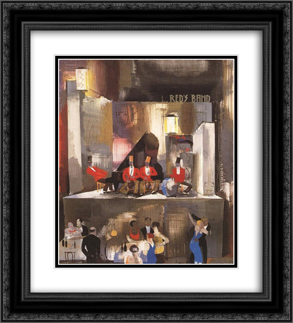 Red's Band 20x22 Black Ornate Wood Framed Art Print Poster with Double Matting by Aba Novak, Vilmos