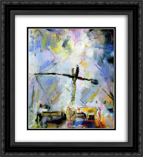 Well Sweep (Watering at the Well Sweep) 20x22 Black Ornate Wood Framed Art Print Poster with Double Matting by Aba Novak, Vilmos