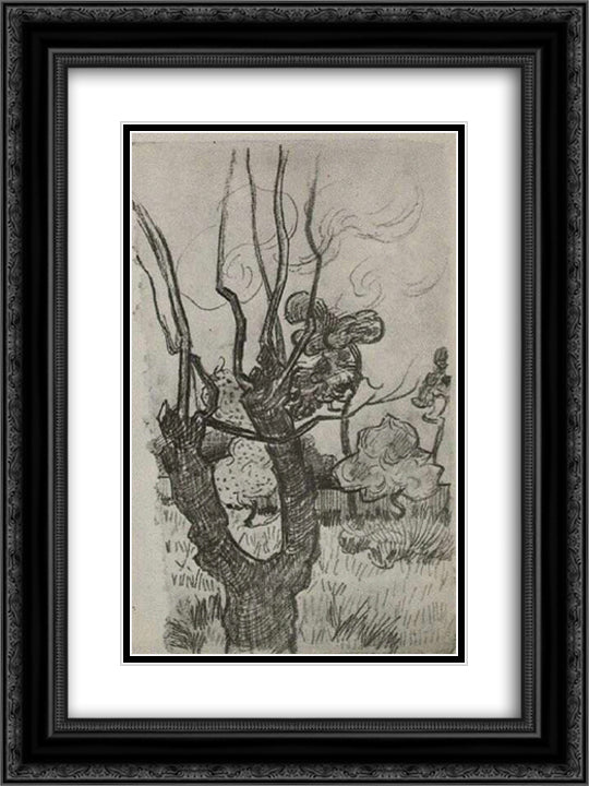 A Bare Treetop in the Garden of the Asylum 18x24 Black Ornate Wood Framed Art Print Poster with Double Matting by Van Gogh, Vincent