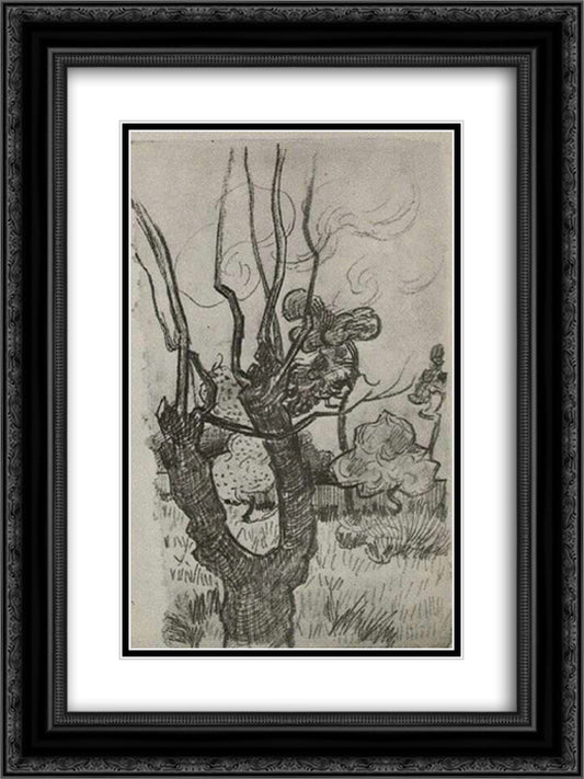 A Bare Treetop in the Garden of the Asylum 18x24 Black Ornate Wood Framed Art Print Poster with Double Matting by Van Gogh, Vincent