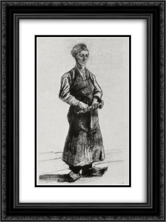 A Carpenter with Apron 18x24 Black Ornate Wood Framed Art Print Poster with Double Matting by Van Gogh, Vincent