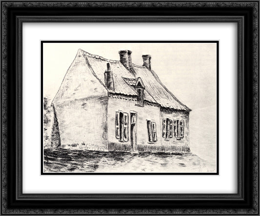 A house Magros 24x20 Black Ornate Wood Framed Art Print Poster with Double Matting by Van Gogh, Vincent