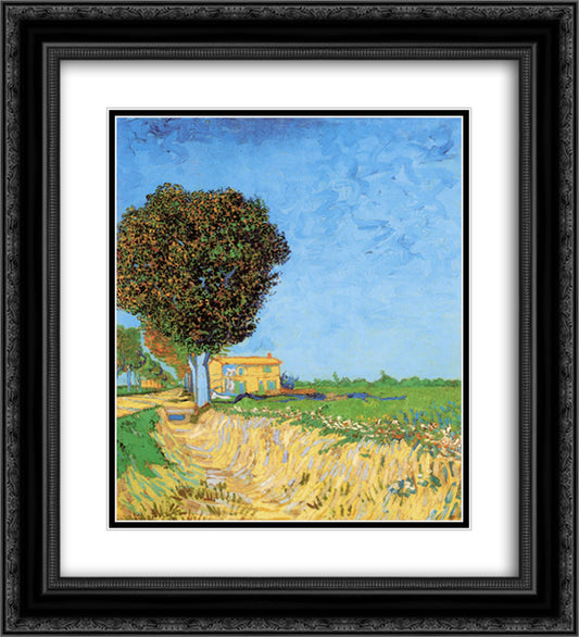 A Lane near Arles 20x22 Black Ornate Wood Framed Art Print Poster with Double Matting by Van Gogh, Vincent