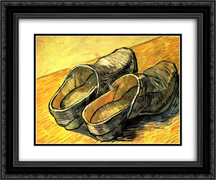 A Pair of Leather Clogs 24x20 Black Ornate Wood Framed Art Print Poster with Double Matting by Van Gogh, Vincent