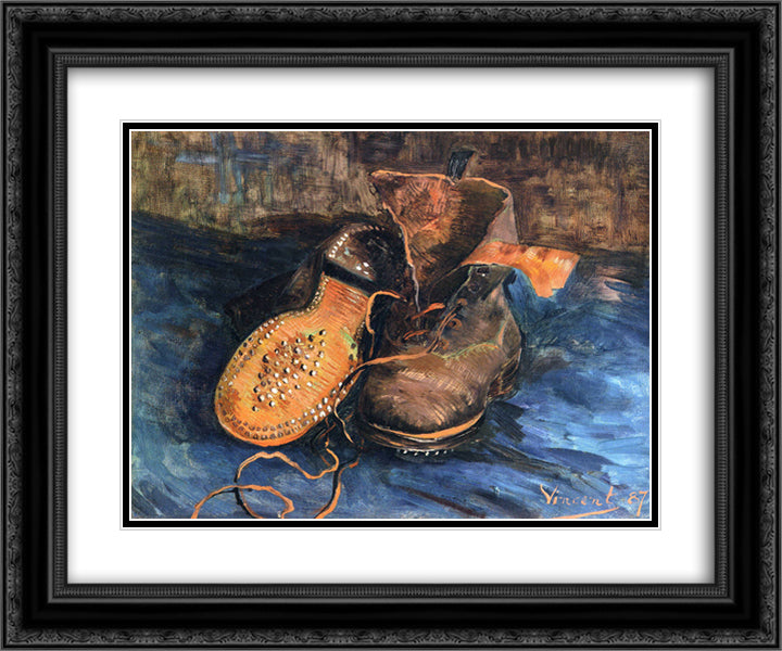 A Pair of Shoes 24x20 Black Ornate Wood Framed Art Print Poster with Double Matting by Van Gogh, Vincent