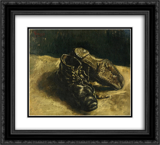 A Pair of Shoes 22x20 Black Ornate Wood Framed Art Print Poster with Double Matting by Van Gogh, Vincent