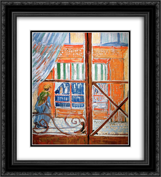 A Pork-Butcher's Shop Seen from a Window 20x22 Black Ornate Wood Framed Art Print Poster with Double Matting by Van Gogh, Vincent