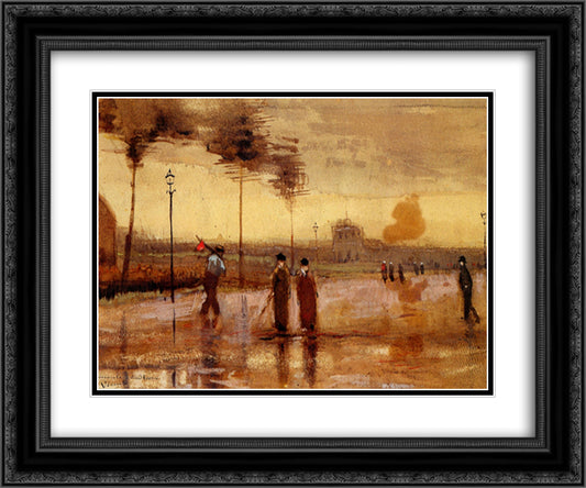 A Sunday in Eindhoven 24x20 Black Ornate Wood Framed Art Print Poster with Double Matting by Van Gogh, Vincent