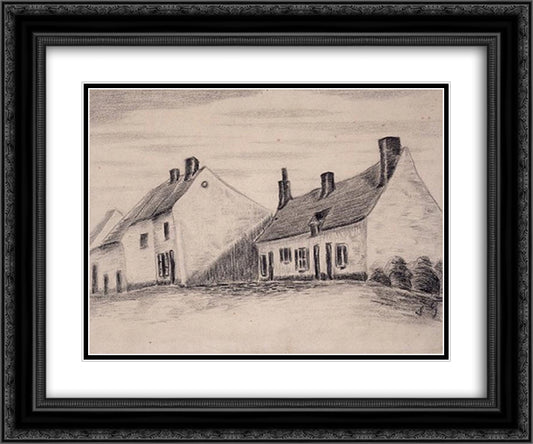 A Zandmennik house 24x20 Black Ornate Wood Framed Art Print Poster with Double Matting by Van Gogh, Vincent