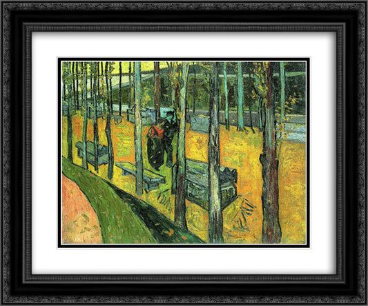 Alychamps, Autumn 24x20 Black Ornate Wood Framed Art Print Poster with Double Matting by Van Gogh, Vincent