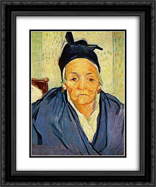 An Old Woman of Arles 20x24 Black Ornate Wood Framed Art Print Poster with Double Matting by Van Gogh, Vincent