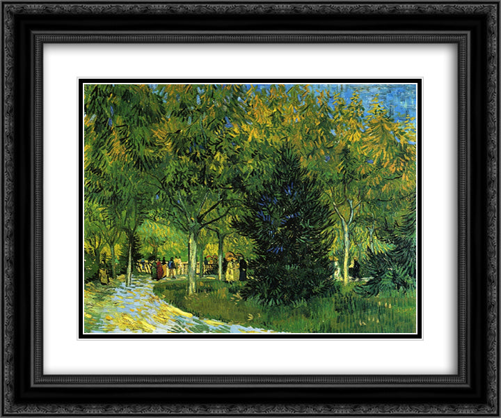 Avenue in the Park 24x20 Black Ornate Wood Framed Art Print Poster with Double Matting by Van Gogh, Vincent
