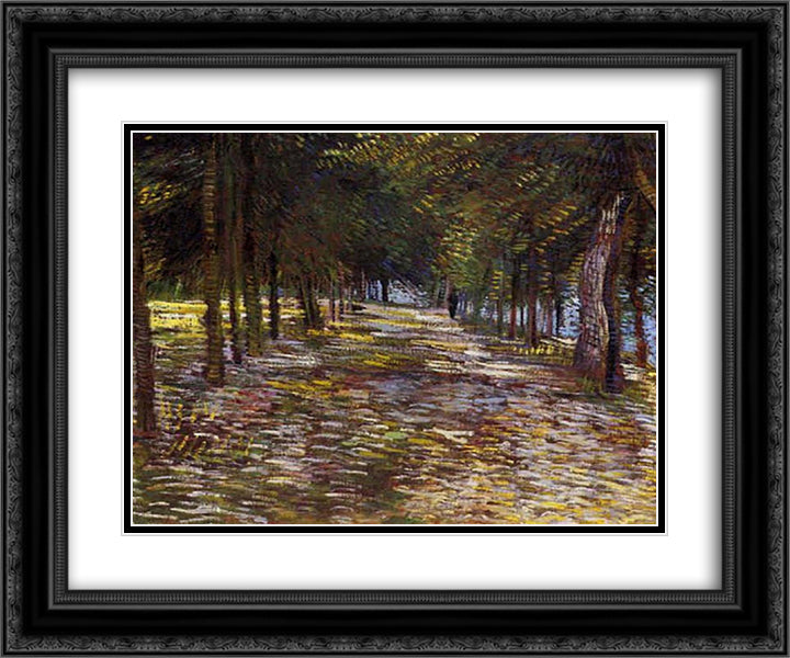 Avenue in Voyer d'Argenson Park at Asnieres 24x20 Black Ornate Wood Framed Art Print Poster with Double Matting by Van Gogh, Vincent