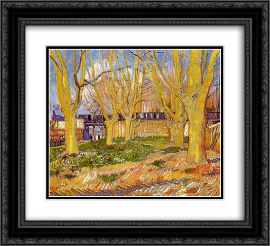 Avenue of Plane Trees near Arles Station 22x20 Black Ornate Wood Framed Art Print Poster with Double Matting by Van Gogh, Vincent