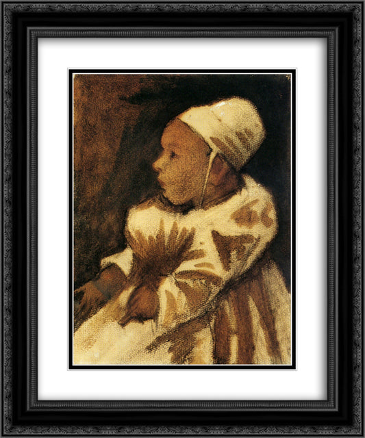 Baby 20x24 Black Ornate Wood Framed Art Print Poster with Double Matting by Van Gogh, Vincent